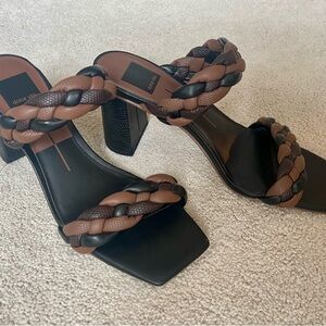 Dolce Vita Black and Brown Braided Heeled Sandals